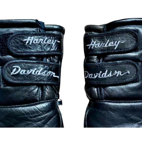 Harley Davidson Black Leather Thermal Motorcycle Gloves Thinsulate Men's Sz SM - Picture 4 of 6